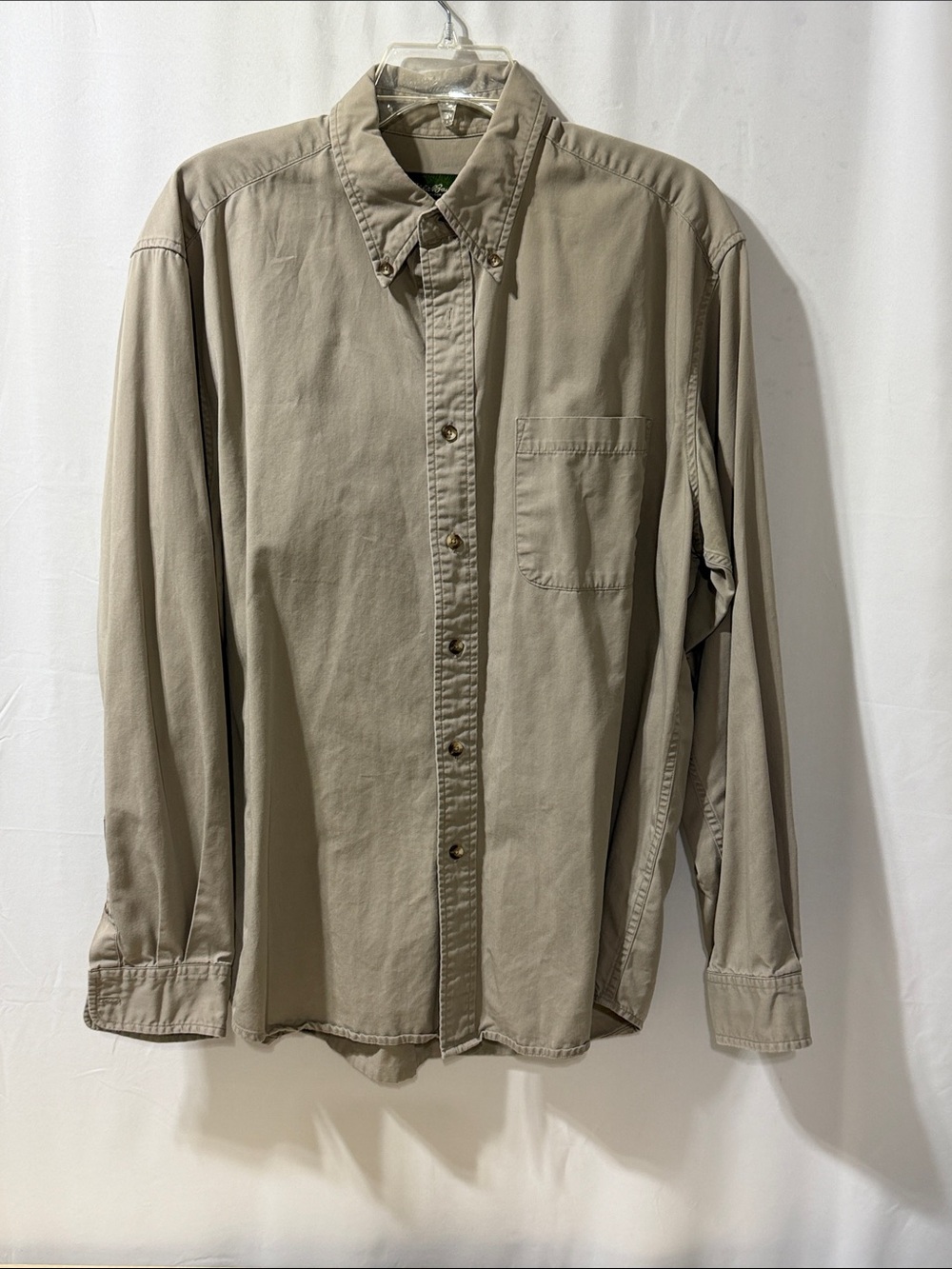 Eddie Bauer Men's Long-Sleeve Button-Down Shirt in Tan